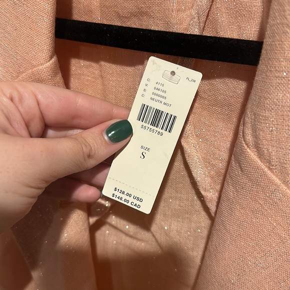 Anthropologie Amadi Kaye Blazer Jacket Linen Metallic Shimmer NEW - Picture 7 of 9